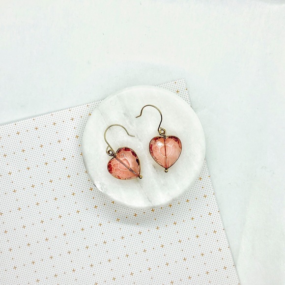 BADU | pink swarovski heart drop earrings - Picture 1 of 5